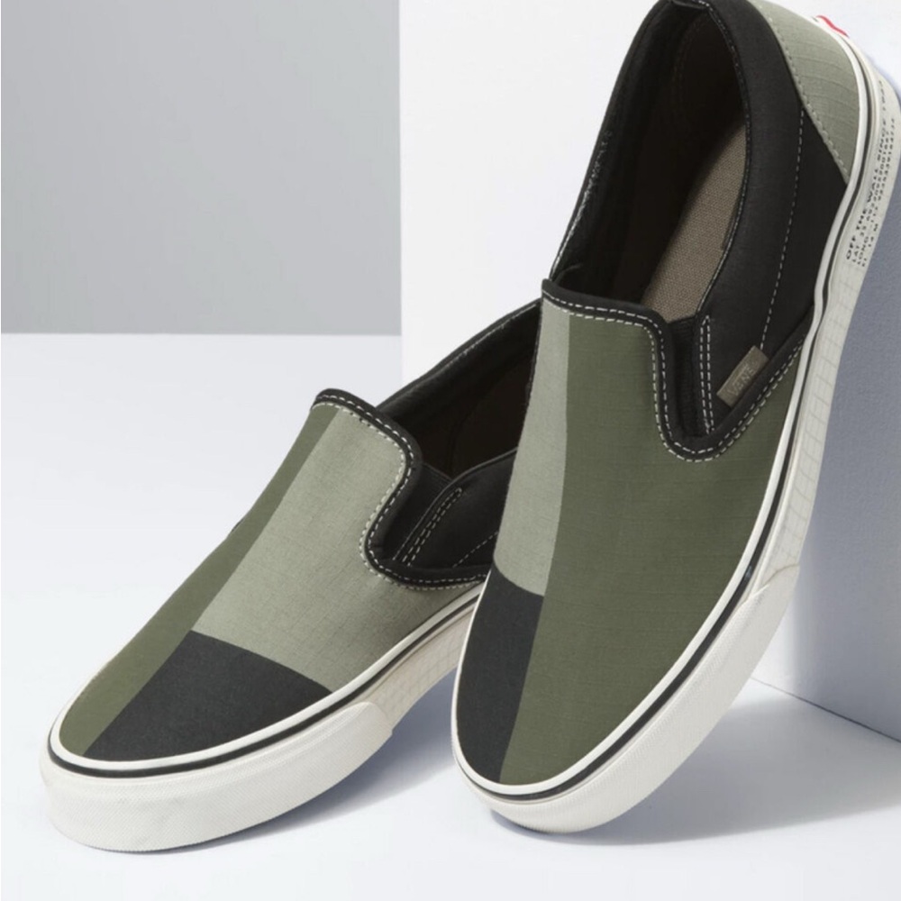 Vans Green and Black Slip-On Loafers